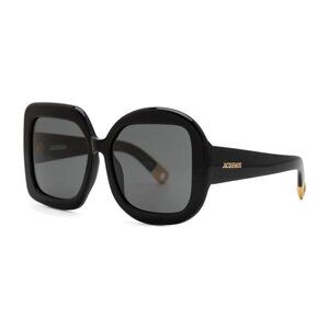 NEW JACQUEMUS SUNGLASSES, BLACK UNISEX EYEWEAR JACQUEMUS CARRE ROND JAC/10 C1